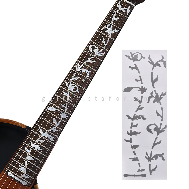 Miếng Dán Cần Đàn Guitar Giả Khảm – Sticker Inlay Guitar - Hoa Lá Full cần