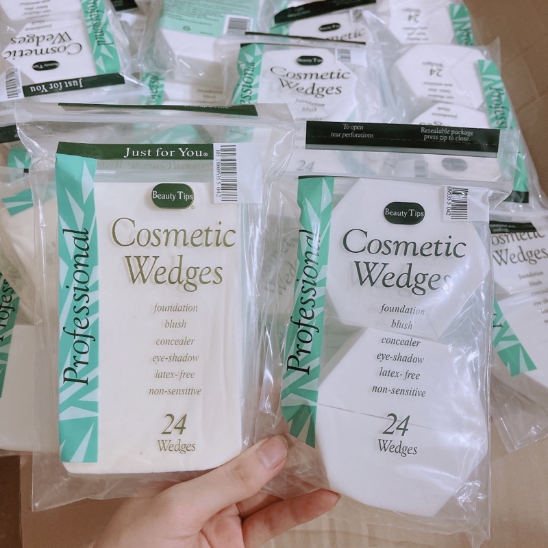 Mút tán nền Cosmetic Wedges nhiều miếng siêu mềm mịn chuyên dùng cho makeup [Chính Hãng]