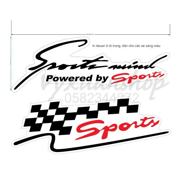 (Chọn mẫu) Decal dán nắp capo xe ô tô chữ ký Sport mind, decan trang trí xe hơi, sticker Sport mind các đời xe,màu xe