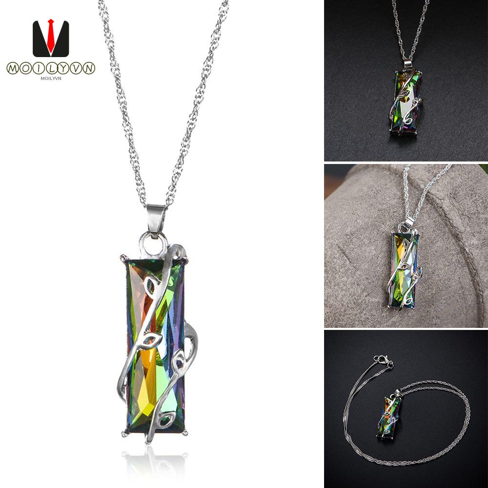 Dây chuyền mặt đá topaz màu sắc cầu vồng trang trí chuỗi dây leo sáng tạo