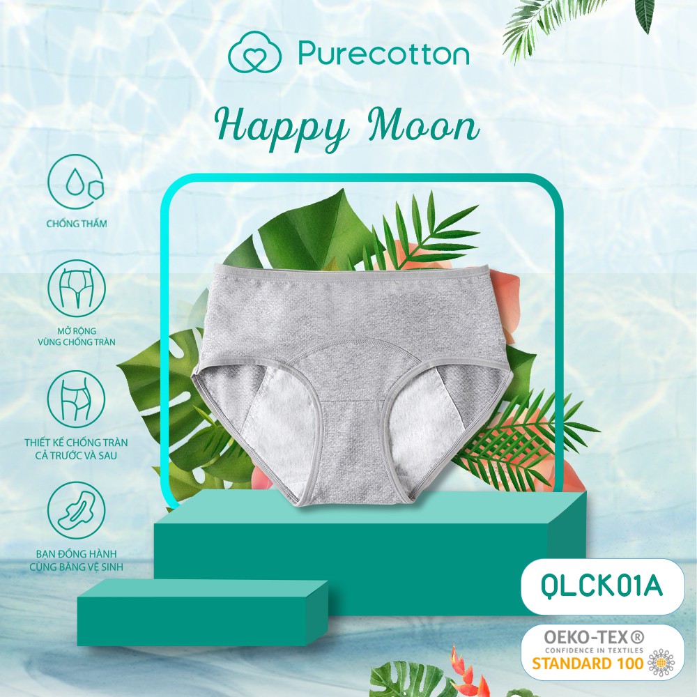 Quần lót chống tràn nguyệt san  Purecotton chống tràn kinh nguyệt Happy Moon PC031