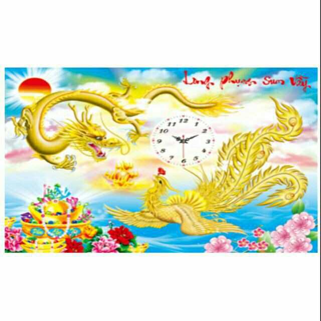 Tranh Đá Long Phụng Sum Vầy YN5416 65x50cm, chưa đính