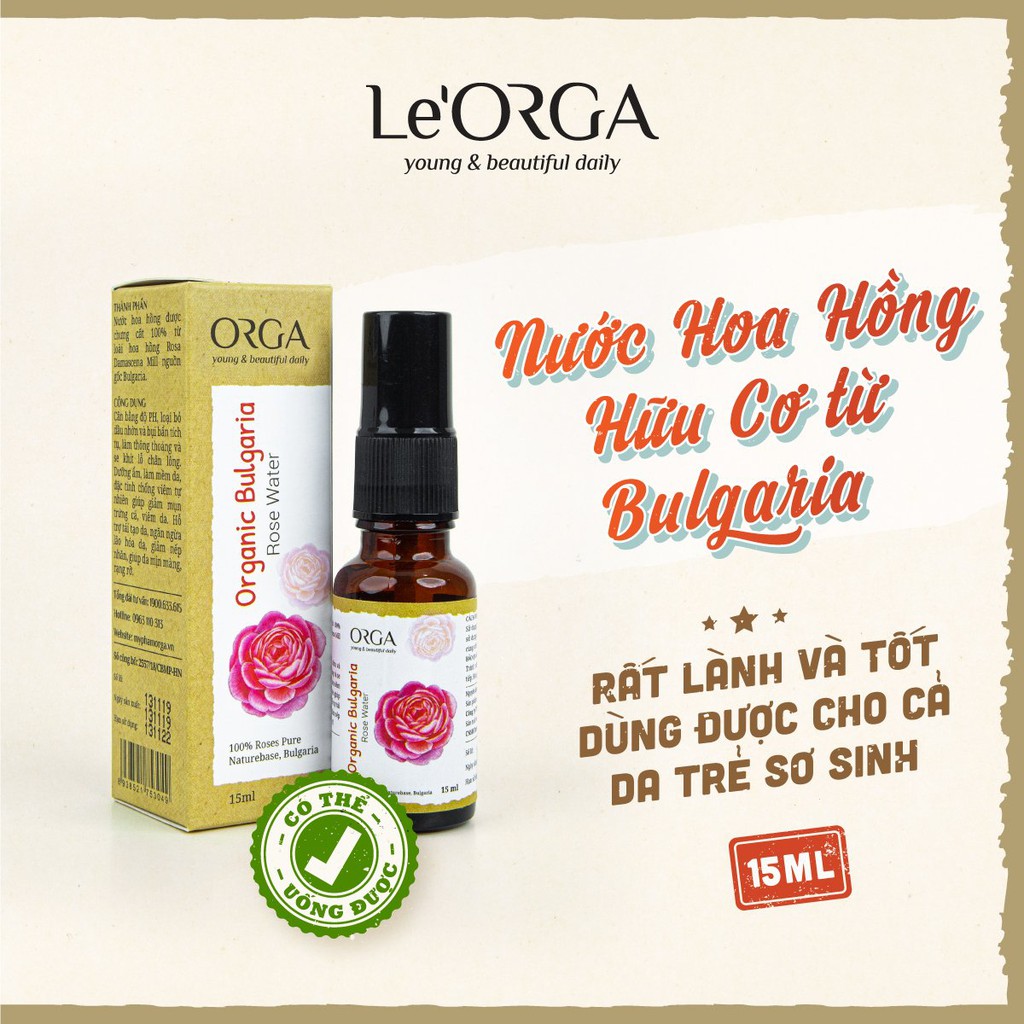 Nước Hoa Hồng Le'Orga - Toner Organic Bulgaria Cân Bằng Da Se Khít Lỗ Chân Lông 15