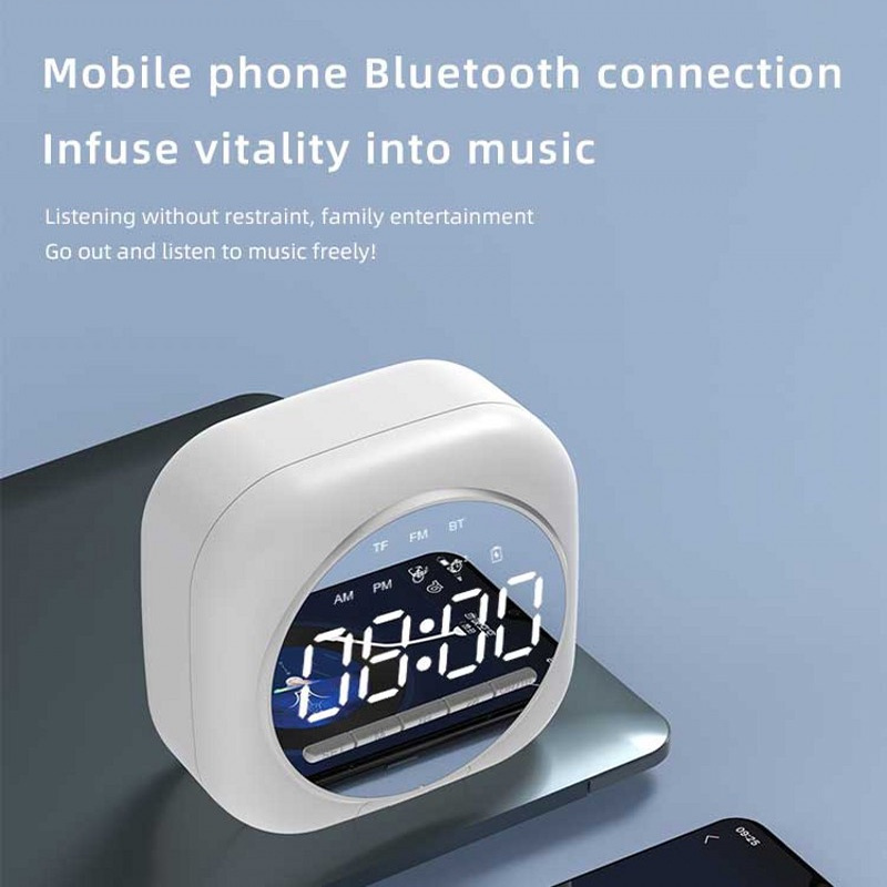 Loa Bluetooth 5.0 Kiêm Đồng Hồ Báo Thức Mp3 Đa Năng Hỗ Trợ Thẻ Nhớ Tf