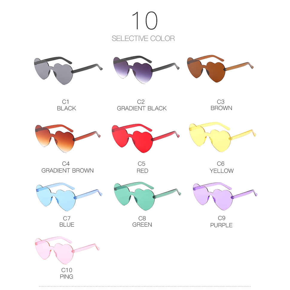 Kính Mát Gọng Trái Tim Trong Suốt Chống Tia Uv400 Thời Trang Cho Nữ