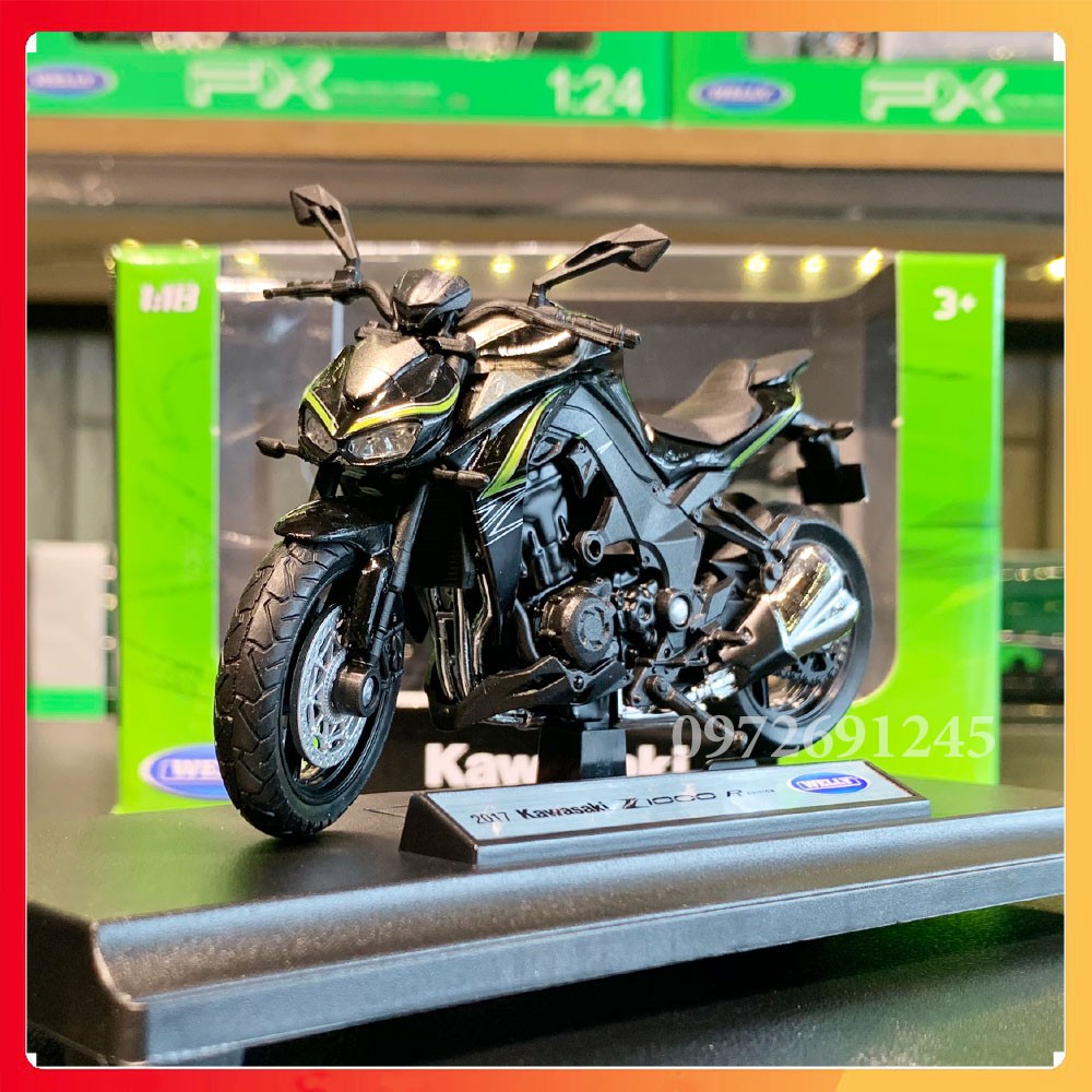 Xe mô hình Kawasaki Z1000 tỉ lệ 1:18 Welly