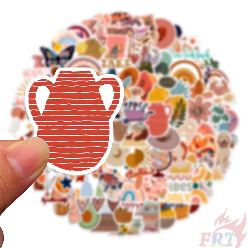 Bộ 100 Cái ❉ Miếng Dán Trang Trí Họa Tiết Graffiti Kiểu Boho Trừu Tượng ❉ Sticker Dán Tường Chống Thấm Nước Họa Tiết Doodle Hợp Thời Trang