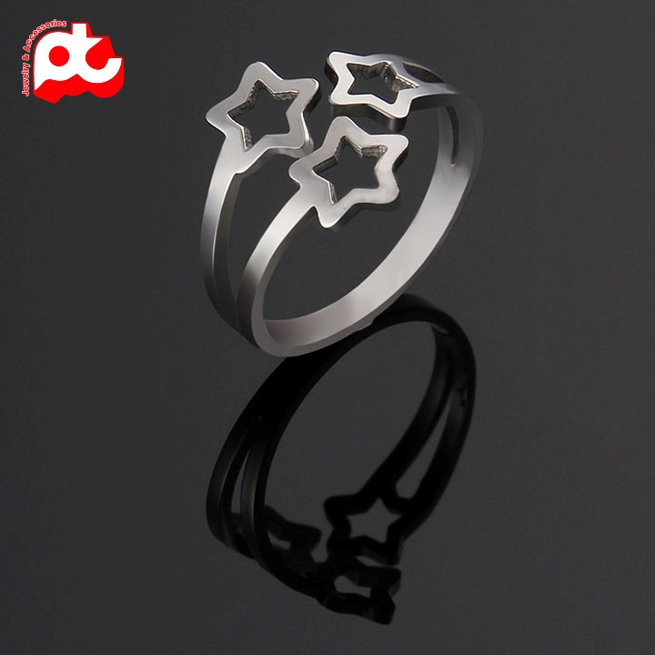 Nhẫn titan nữ freesize ngôi sao rỗng cách điệu cao cấp thép không gỉ titanium