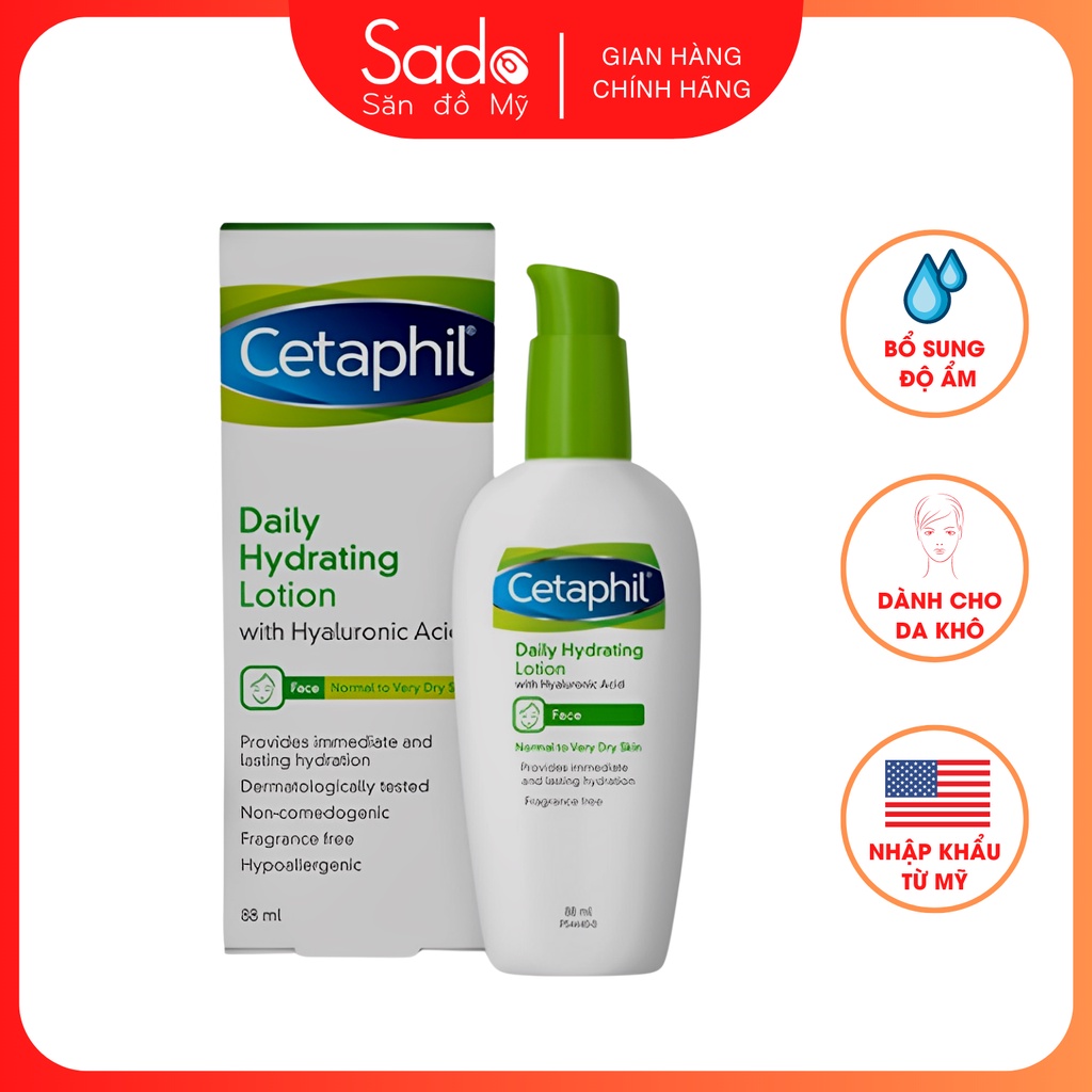 Kem Dưỡng Cetaphil Daily Hydrating Lotion Face Cấp Ẩm Mạnh Mẽ Giúp Làn Da Mềm Mại Suốt Ngày Dài 88ml