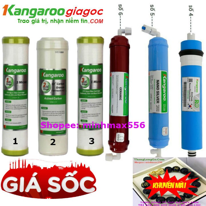 Combo 6 lõi lọc nước kangaroo [CHINH HANG]  | Gồm 1 bộ 123 - 1 RO kangaroo - 1 lõi 5 - 1 lõi 6 | BigBuy360 - bigbuy360.vn