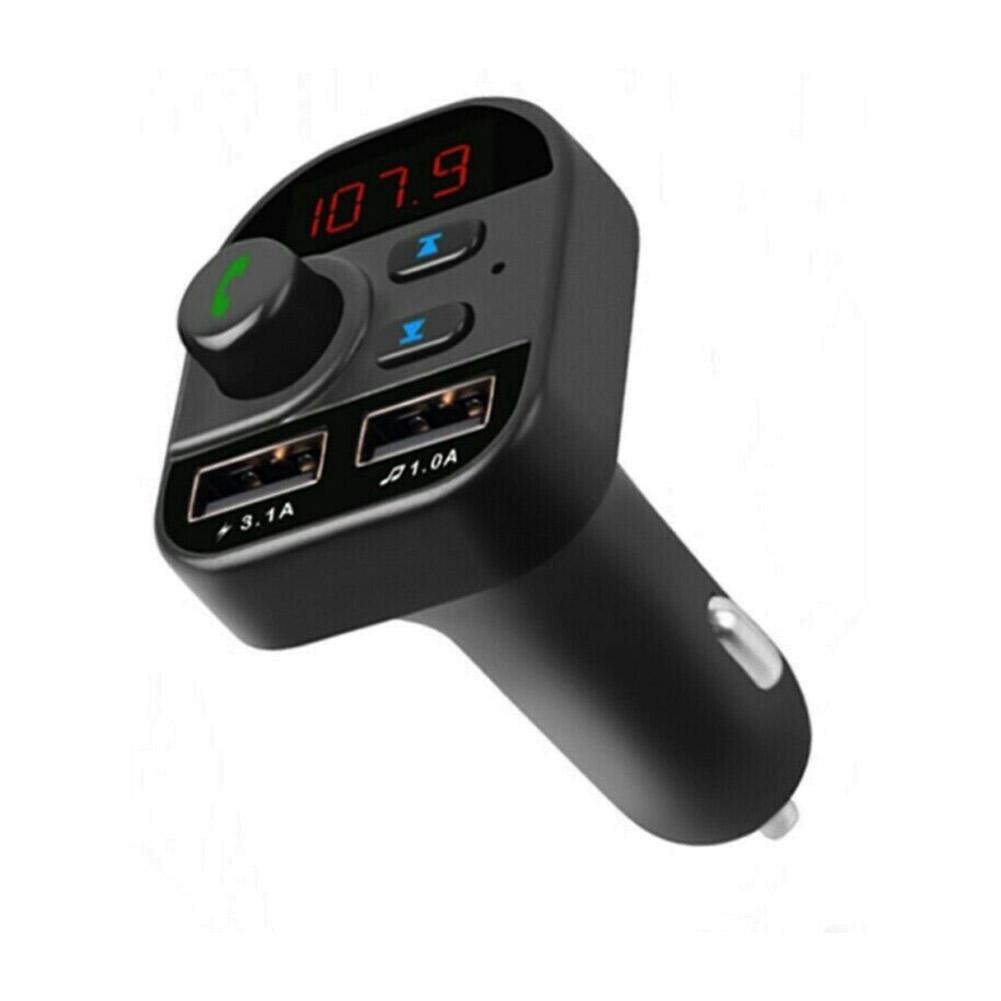 Thiết bị thu phát tín hiệu FM kết nối Bluetooth cổng đôi USB kèm bật lửa cho xe hơi