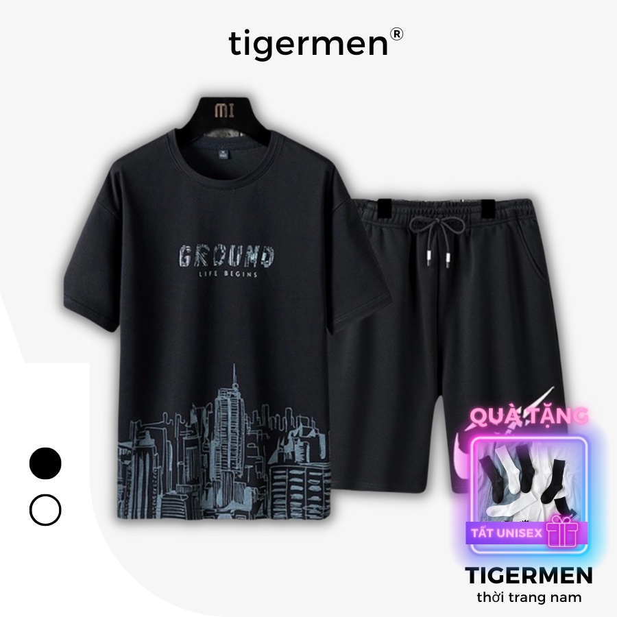 Set Đồ Bộ Quần Áo Mùa Hè Tigermen Thể Thao Nam Nữ Cao Cấp Ngắn Tay Cotton Dáng Unisex Bigsize Mặc Nhà Thời Trang