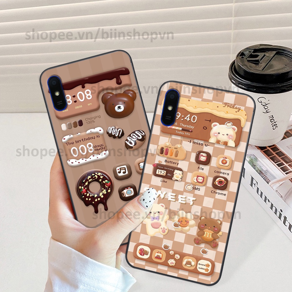 Ốp Xiaomi Redmi 7A / 8A / 9A in hình gấu chocolate kẹo ngọt siêu đẹp siêu xinh