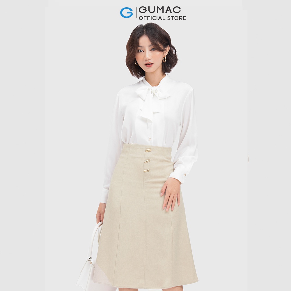 [Mã WABRGUM giảm 10% tối đa 30K đơn 99K] Áo sơ mi kiểu nữ cột nơ cổ thời trang GUMAC AC04003