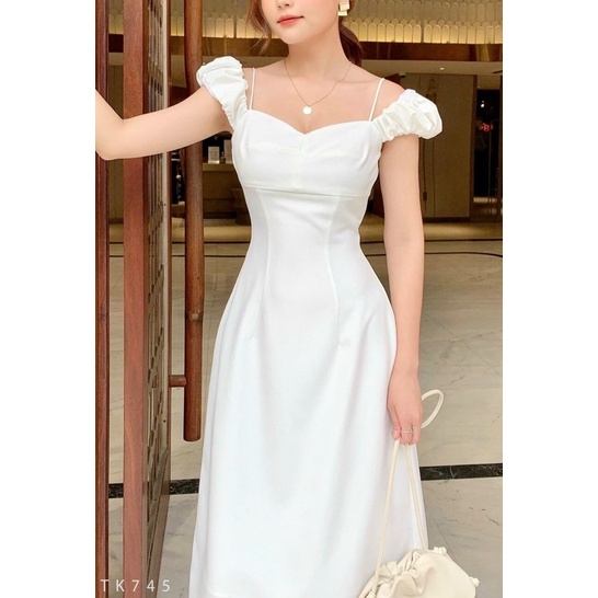 ĐẦM XOÈ DỰ TIỆC TRỄ VAI HỞ LƯNG TK