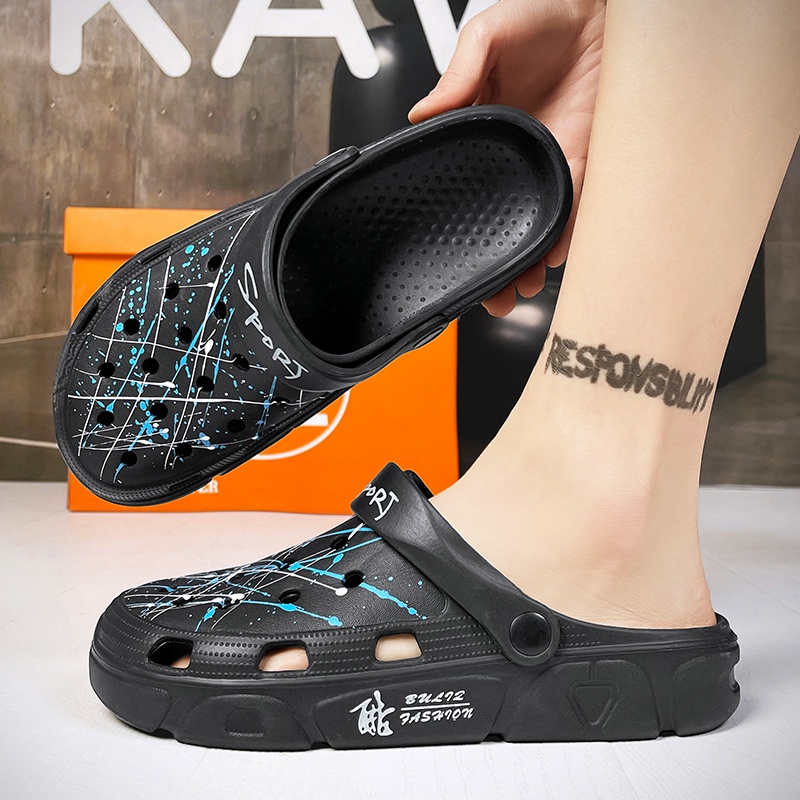 [ASZC] Xăng đan Thể Thao Đi Biển Chống Trượt Thoáng Khí In Họa Tiết Gypsophila Thời Trang Mùa Hè Cho Nam