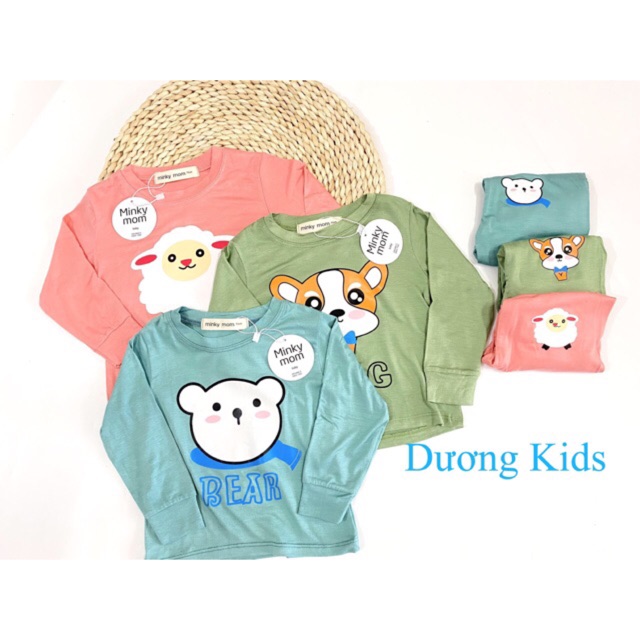 Bộ dài tay Minky Mom chất thun lạnh họa tiết (Cừu-Gấu) cực đẹp cho bé từ (6-18kg)