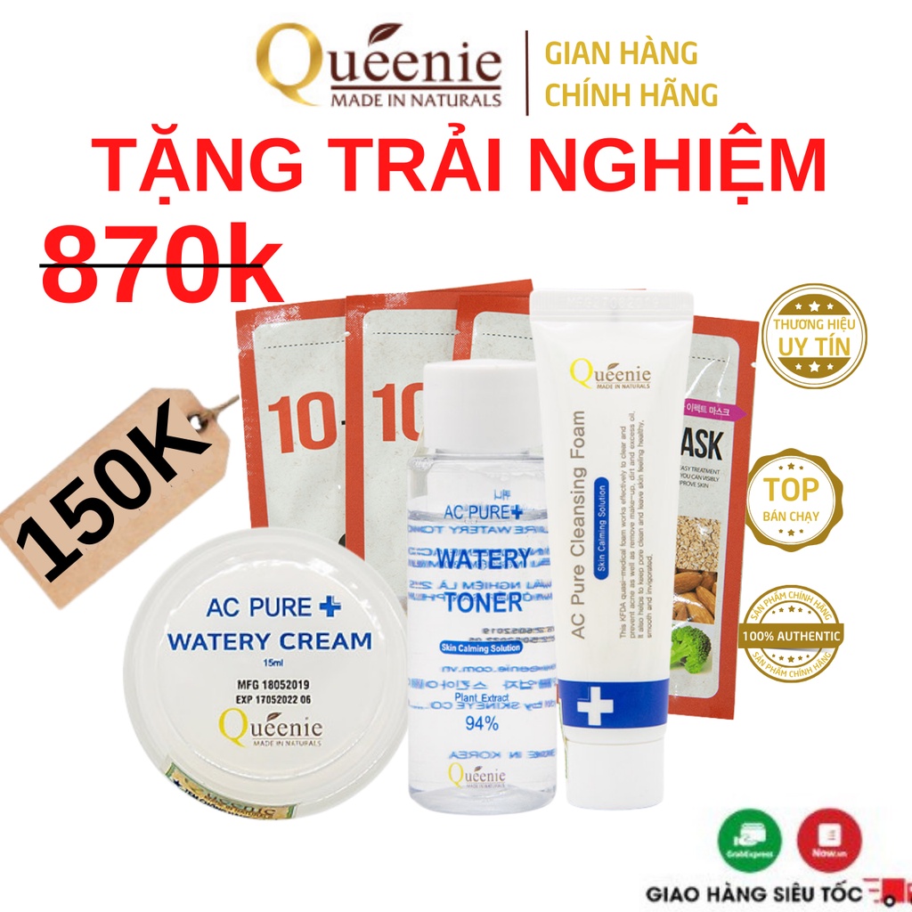 Bộ Mỹ Phẩm Dưỡng Da Mịn Màng, Trắng Dứ Queenie Hàn Quốc Chính Hãng 4 Sản Phẩm [SP Trải Nghiệm]