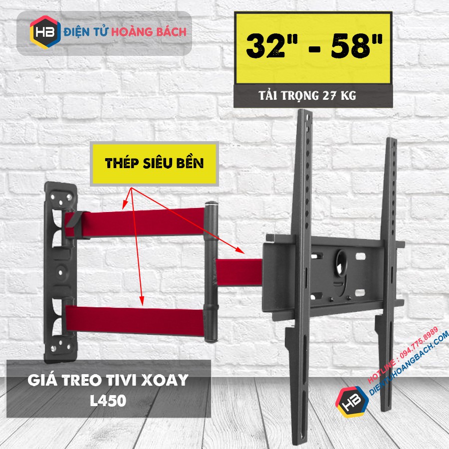 [Đầu Tiên Tại VN] Giá Treo Tivi Xoay L450 32 - 58 Inch Xoay 90 Độ Với TV 43 Inch [Ưu Việt Hơn NB P4]