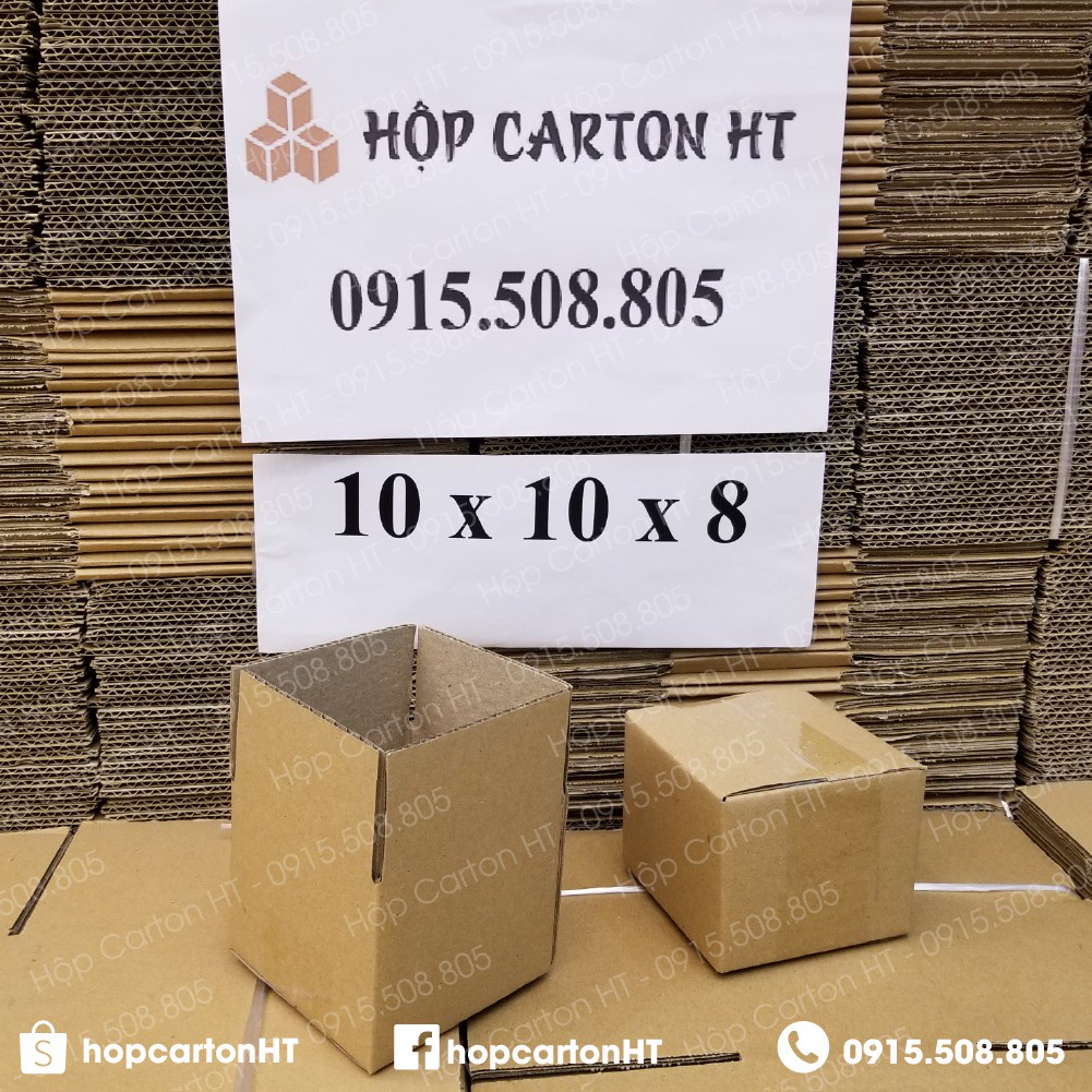 Combo 10 hộp carton đóng hàng đựng phụ kiện 10x10x8 hộp carton nhỏ giá rẻ