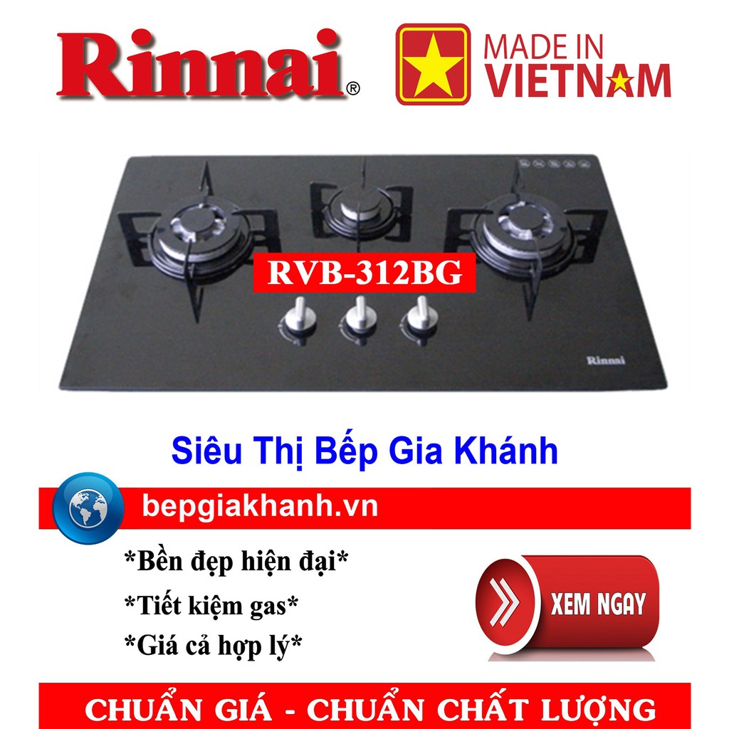 Bếp gas âm Rinnai RVB-312BG sản xuất tại Việt Nam