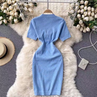Váy len mỏng cổ chữ V