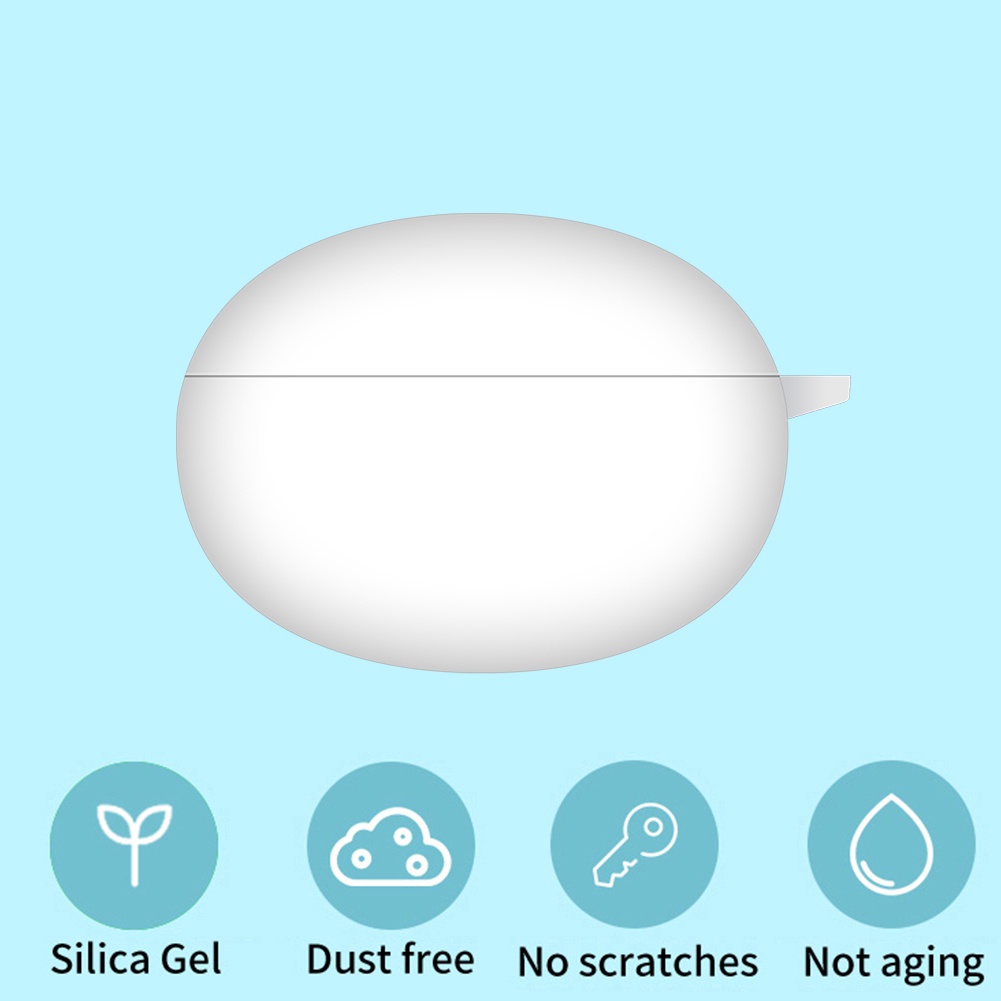 Vỏ Bảo Vệ Hộp Sạc Tai Nghe Bluetooth Không Dây OPPO Enco X2 Bằng Silicon Màu Trơn Chống Sốc Kèm Móc Treo Tiện Dụng