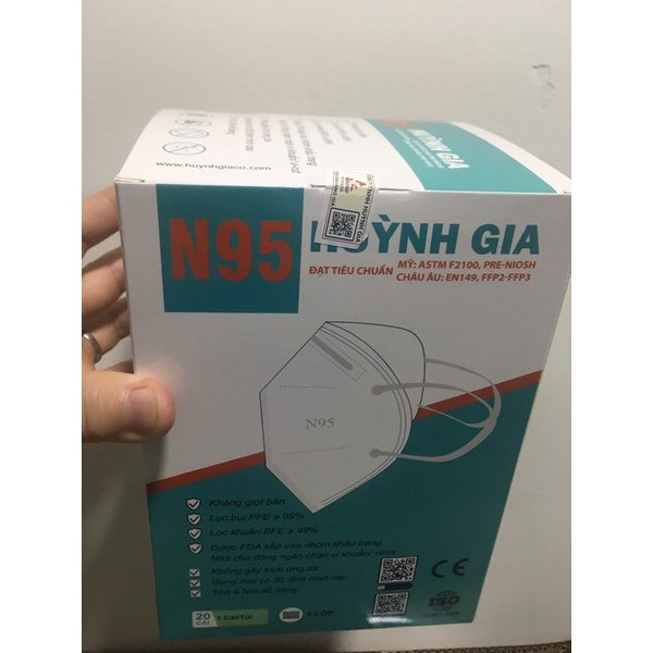 [Chính hãng] Khẩu trang N95 Huỳnh Gia hộp 20 cái | BigBuy360 - bigbuy360.vn