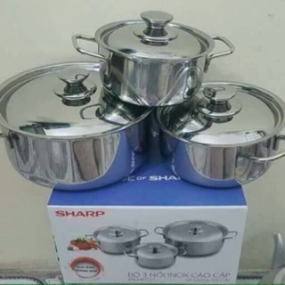 Bộ nồi sharp 3 chiếc dùng cho cả bếp từ