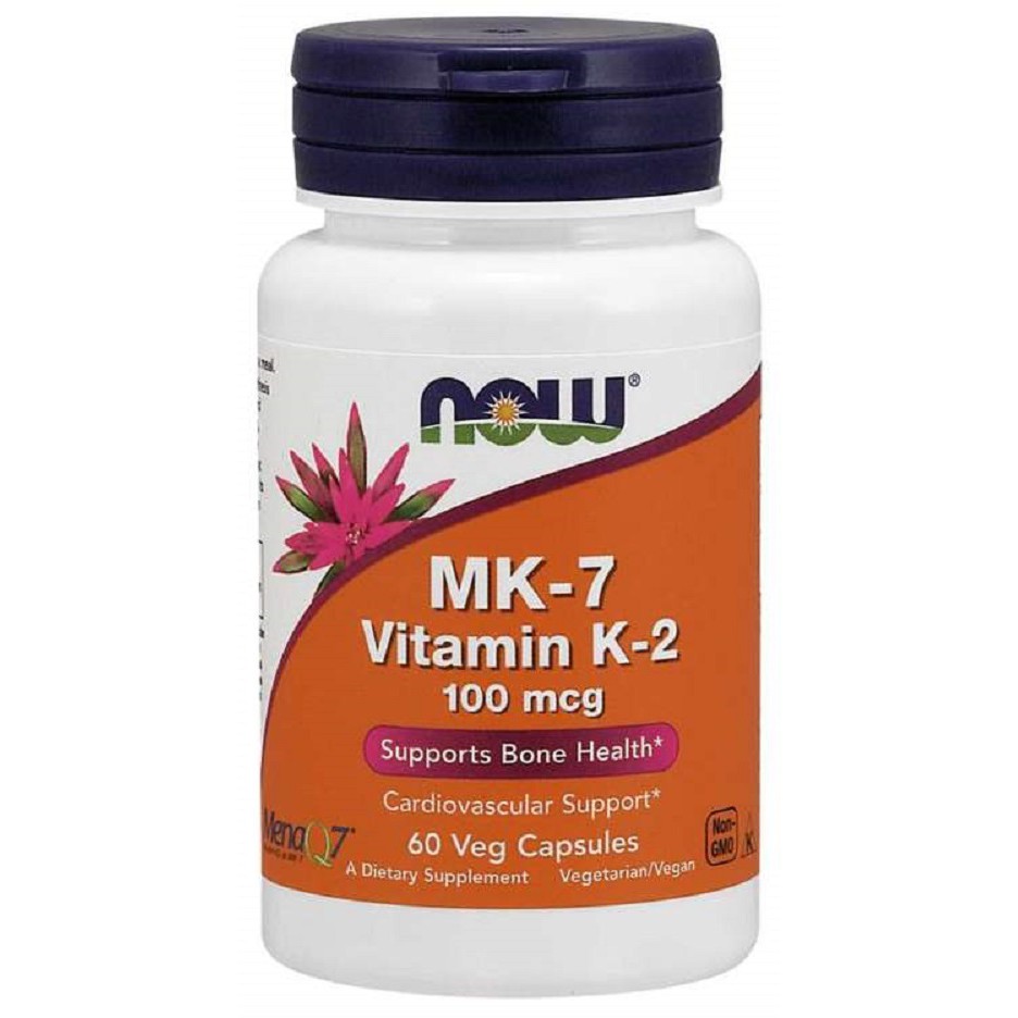 Thực Phẩm Bảo Vệ Sức Khỏe NOW MK-7 Vitamin K-2 100mcg Tốt Cho Quá Trình Tạo Xương, Giúp Cho Răng Chắc Khỏe Chai 60 Viên