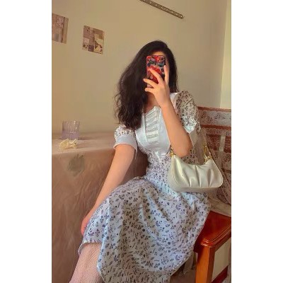 Đầm tay lỡ in họa tiết hoa phong cách xinh xắn thời trang dành cho nữ