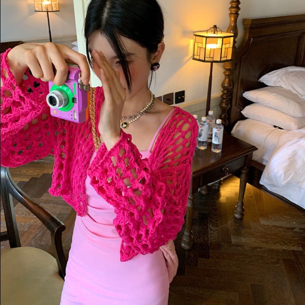 Bán Chạy!Áo Cardigan Dệt Kim Mỏng Chống Nắng Lỗ Trái Cây Rồng Màu Sắc Gợi Cảm [5-18 Zero O'clock Limited Time 15%]