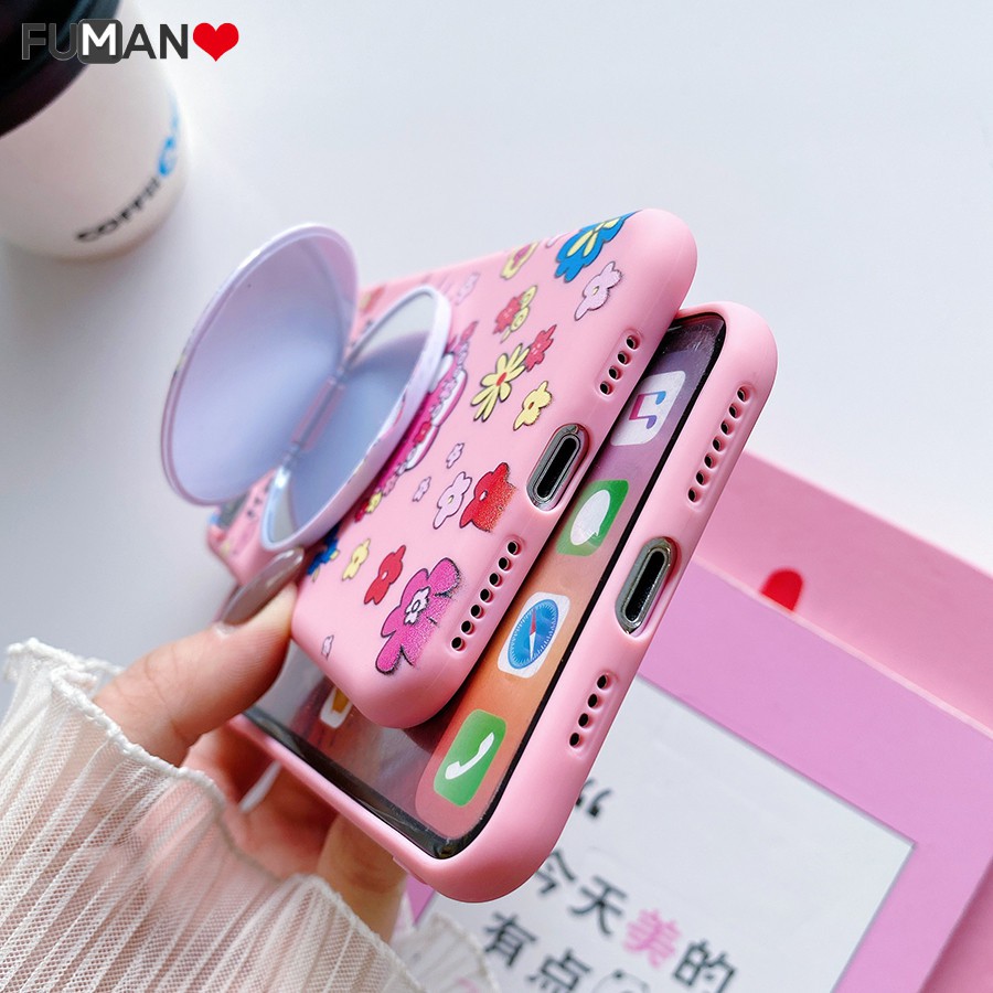 Ốp Lưng Mềm In Hình Mèo Kitty Có Gương Và Dây Đeo Cho Oppo A71 F9 Pro F1 Lite F5 F1S F3 Lite A83 A1