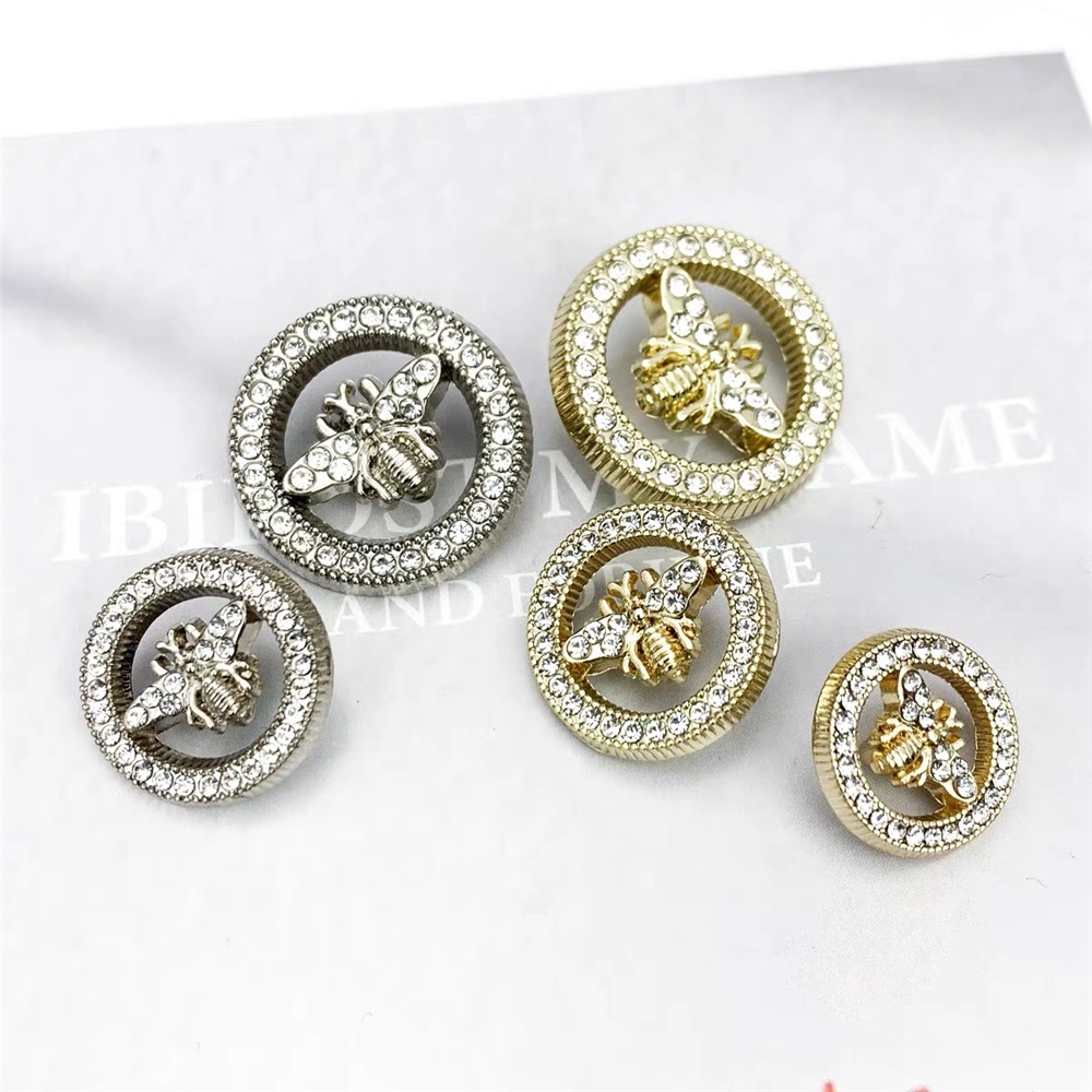 10 nút kim cương sang trọng Phụ kiện trang trí quần áo nữ Nút kim loại tròn