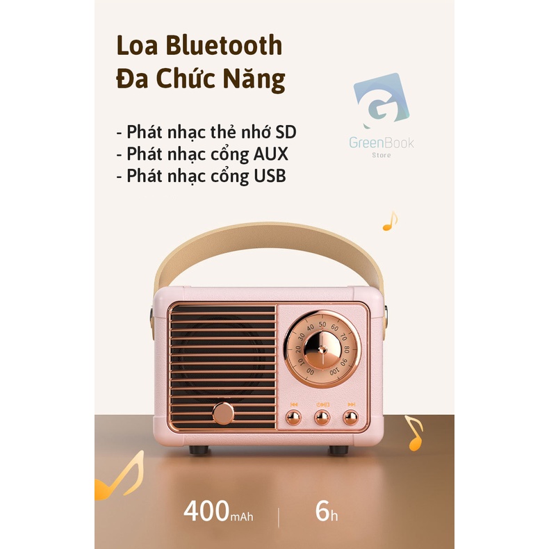 Loa Bluetooth Mini RETRO, Loa Di Động Cổ Điển, Loa Máy Tính, Để Bàn Trang Trí Phòng, Quán Cafe