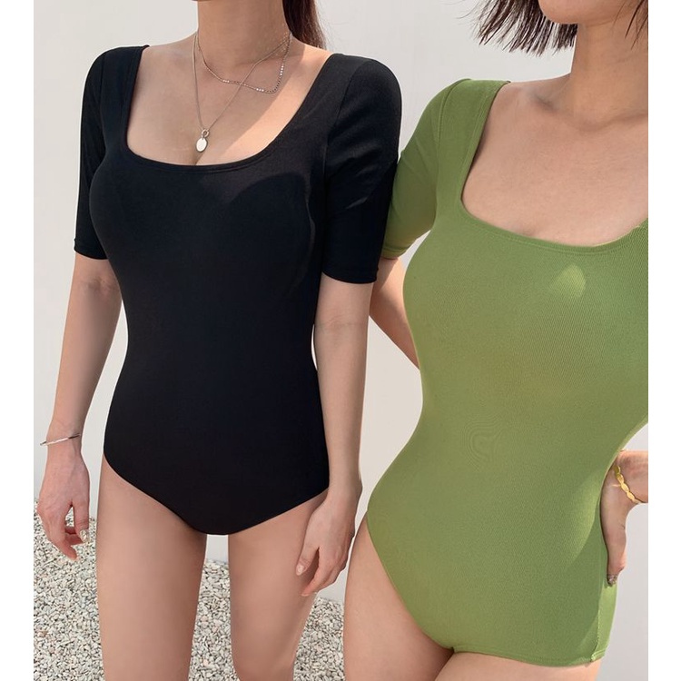 Bikini liền thân BK04, đồ bơi nữ liền thân tay ngắn khoét lưng dây ngang, kiểu áo bơi nữ có sẵn mút ngực