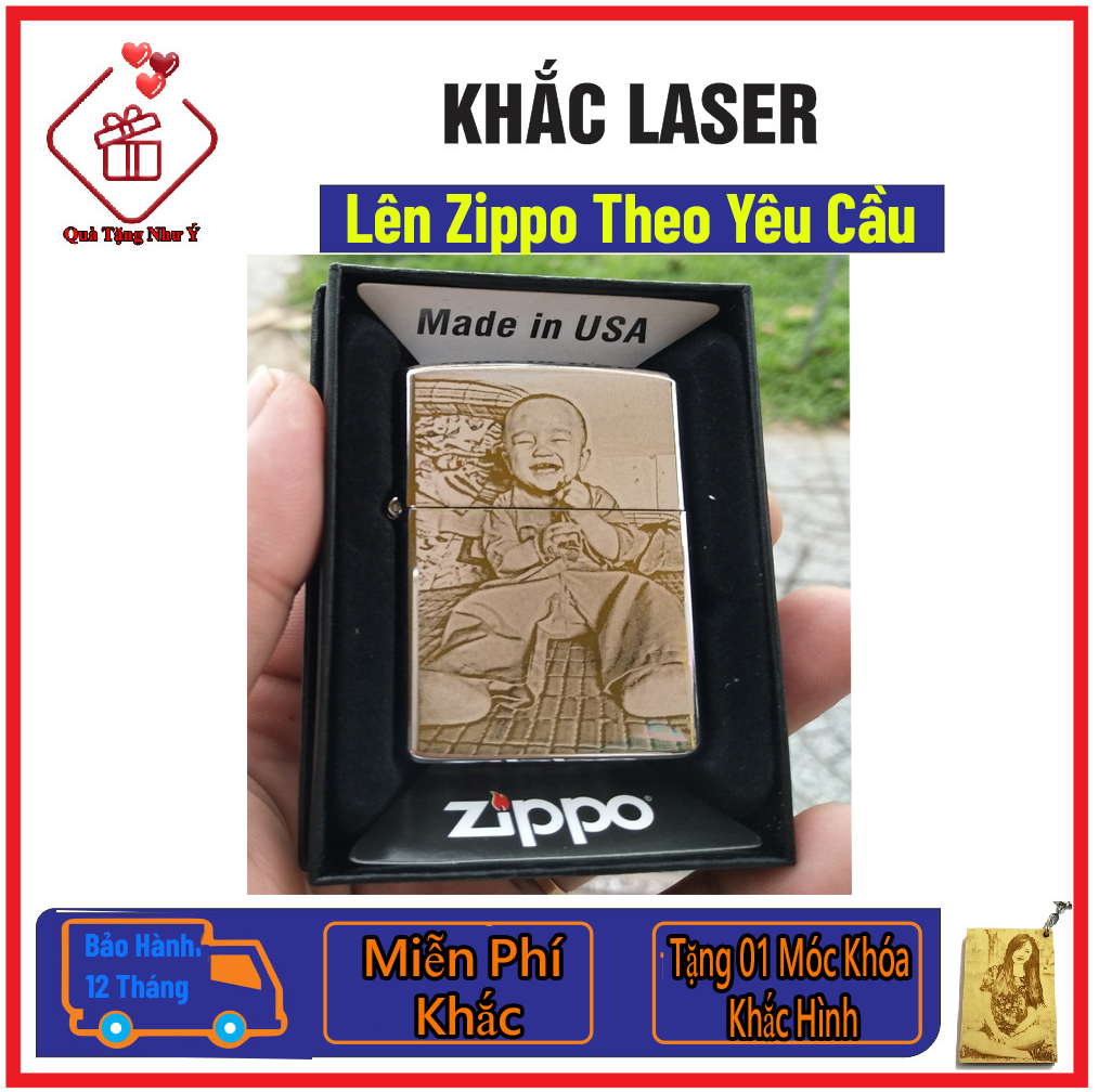 Vỏ Bật Lửa Zippo USA Khắc Logo Hội Nhóm Bạn Hưu Đường Xa Theo Yêu Cầu