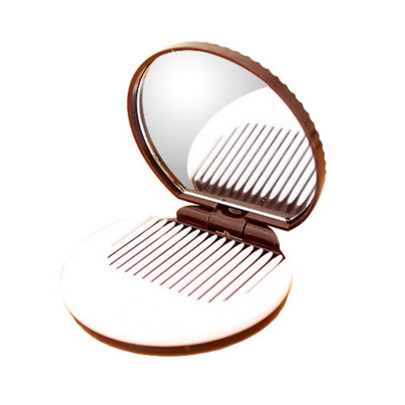 New Product ♕ exo ღ Cute and Portable Makeup Mirror with Comb Lady Women Pocket Mirror