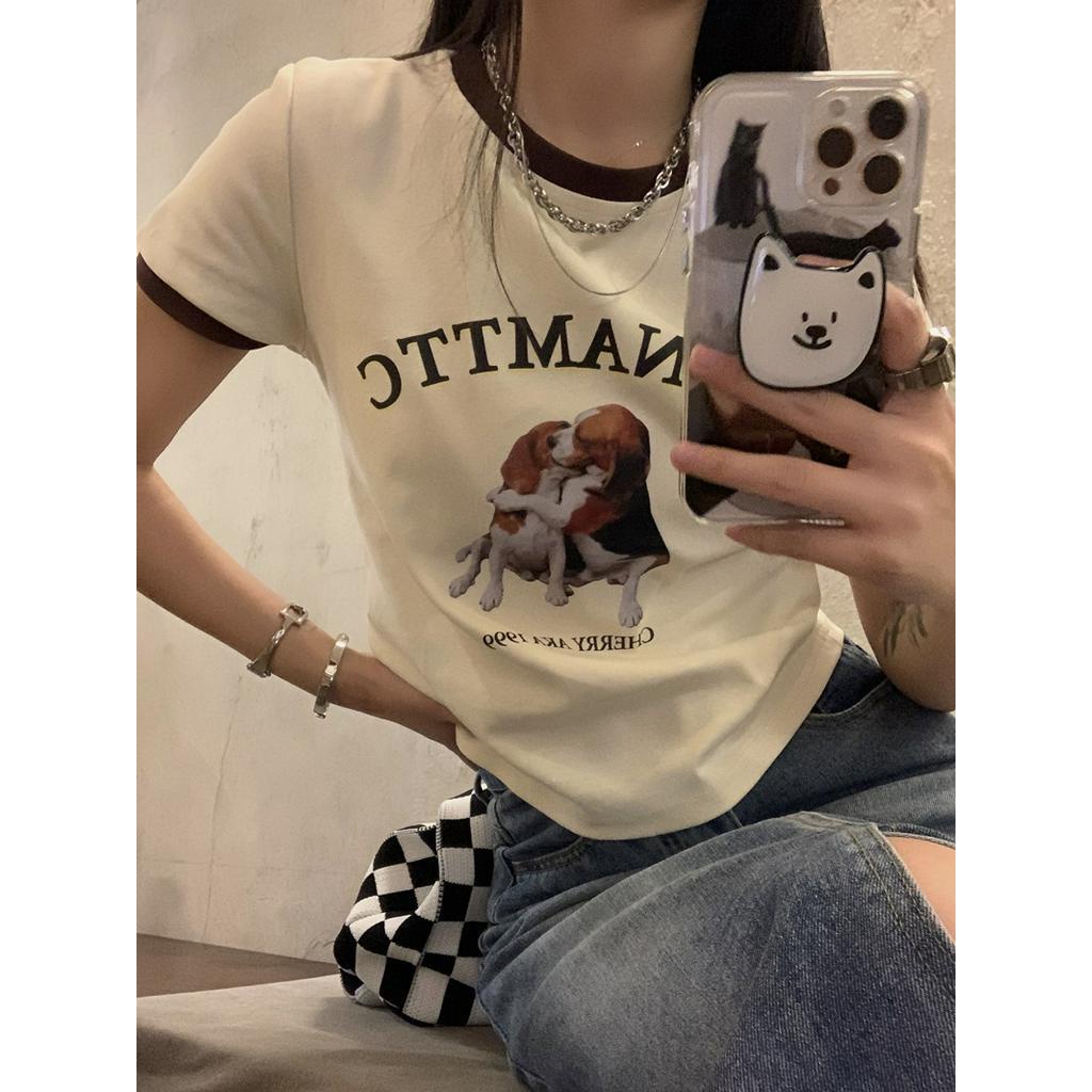 Áo Thun Nữ Tay Ngắn In Hình Cún Dễ Thương 51493