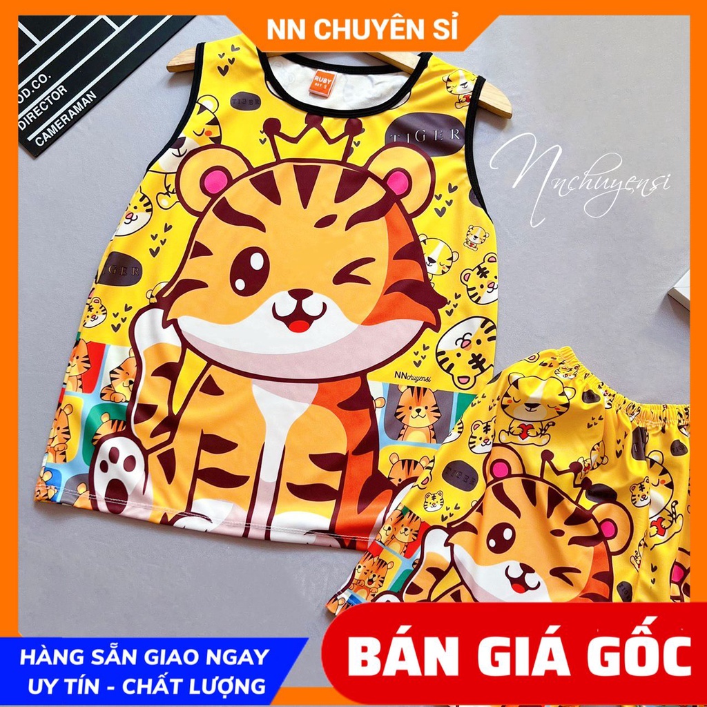 Đồ bộ SÁT NÁCH - 3 LỖ bé trai gái size đến 47kg chất thun mềm mát in gấu pokemon hoạt hình dễ thương DBRBSN FULL SIZE