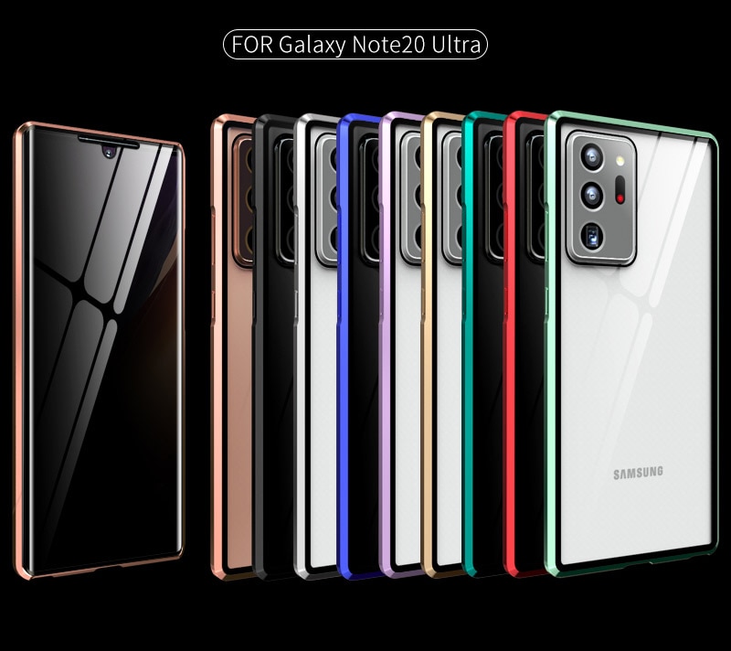 Ốp lưng kính bảo mật chống nhìn trộm cho Samsung Galaxy S22 Ultra S21 Plus Note 20 Ultra Ốp lưng kim loại từ tính 360 full cover