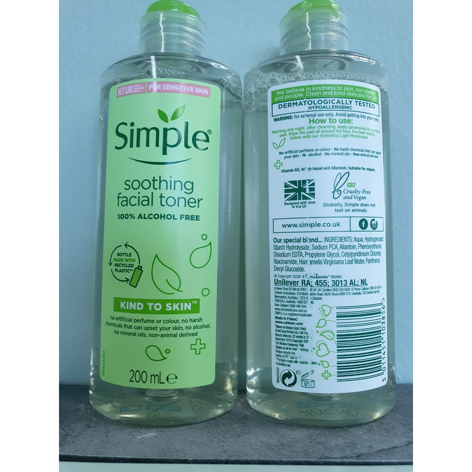 Nước Hoa Hồng Simple Soothing Facial Toner 200ml - toner cho da nhạy cảm