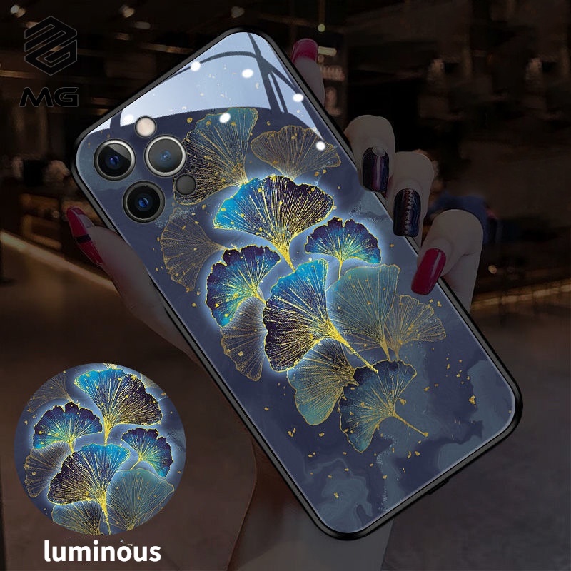 Ốp Điện Thoại Hình ginkgo biloba Có Đèn led Cho iPhone 13 13Pro 13Promax 12ProMax 11 7plus 8plus XR XS X XSMAX 11ProMax 11pro 12pro XS 7 8 13mini 12mini