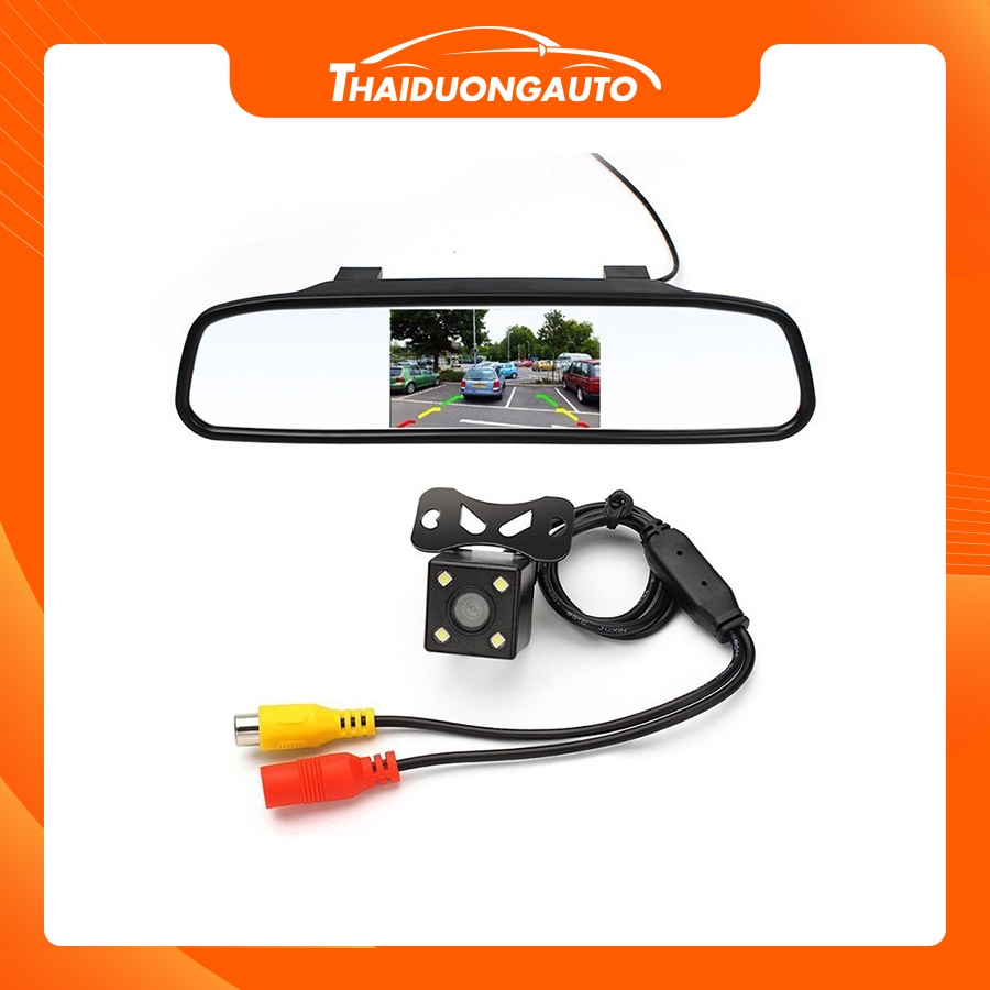 Bộ Màn Hình Gương 4.3" BSJ-430 Và Camera Lùi 4 Led Siêu Nét Cho Ô Tô HL1110