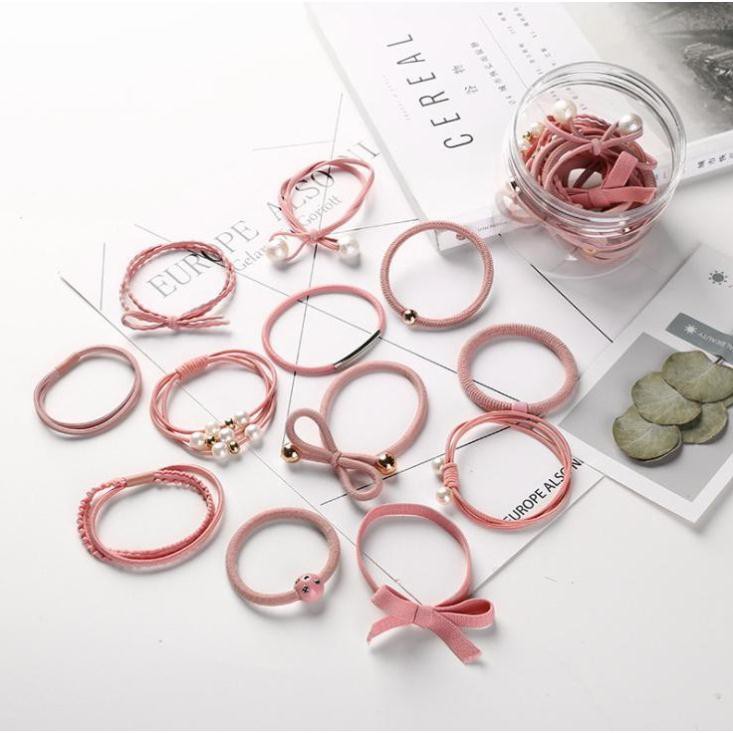 Set 12 Dây Cột Tóc Co Giãn Phong Cách Hàn Quốc Cho Nữ