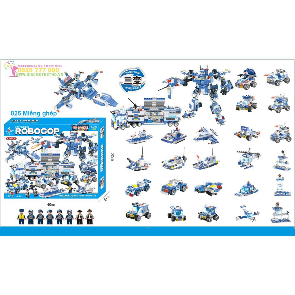Lắp ráp Ghép Hình Siêu Robot ROBOCOP 8IN1 825PCS SP616