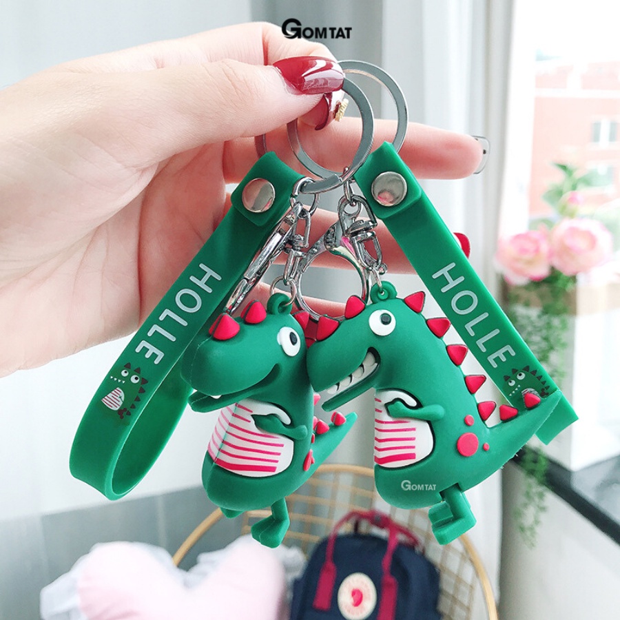Móc treo chìa khóa thời trang GOMTAT mẫu khủng long, treo trên balo túi xách siêu dễ thương - KEY-CHAIN-004