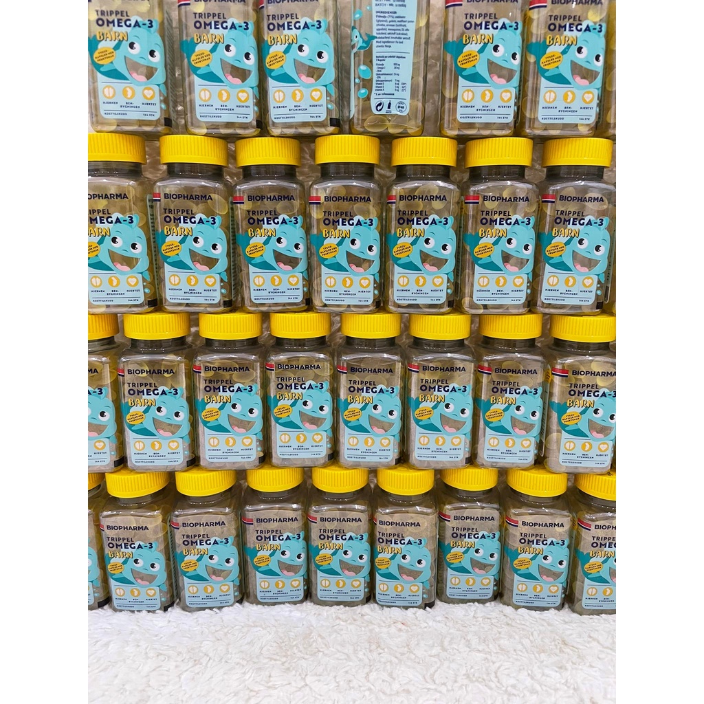 Combo 2 lọ Viên nhai dầu cá cho bé Trippel Biopharma Nauy hộp 144v