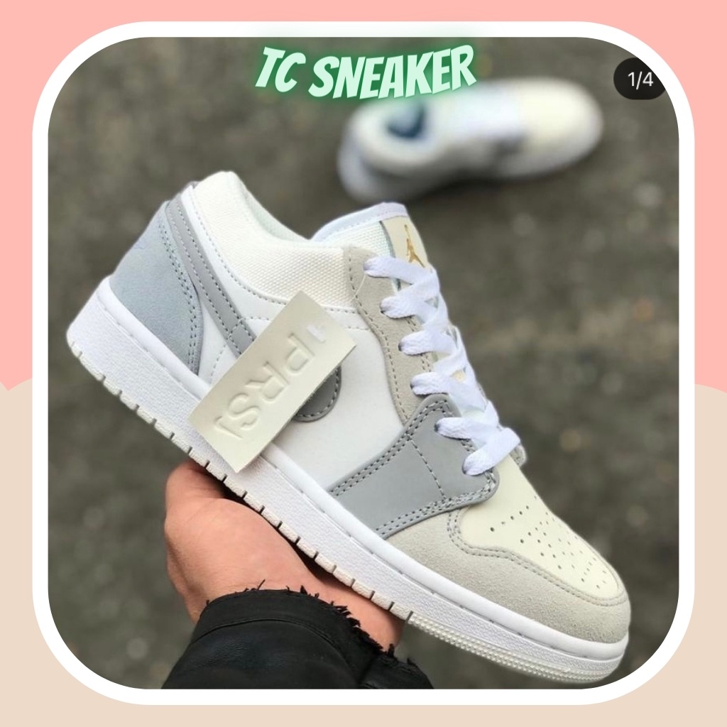 Giày 𝐉𝐨𝐫𝐝𝐚𝐧 1 xám nam nữ cổ thấp, Giày 𝐉𝐨𝐫𝐝𝐚𝐧 𝐏𝐚𝐫𝐢𝐬 xám xanh, Giày sneaker JD1 màu đẹp dễ phồi đồ