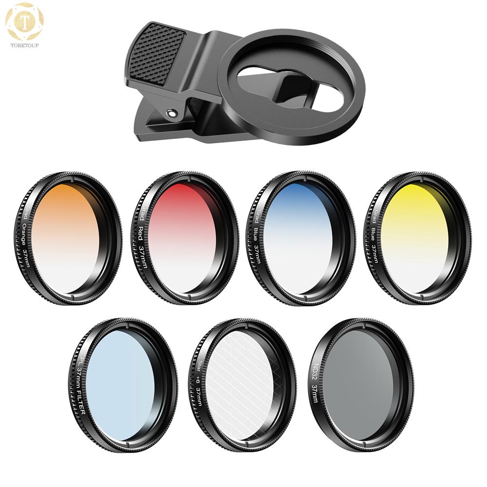 Shipped within 12 hours】 APEXEL APL-37UV-7G Professional 7in1 Phone Graduated Lens Filter Kit 37mm Grad Red Blue Yellow Orange Filters+CPL ND Star Filters Compatible with iPhone Samsung Huawei Most Smartphones and Camera Lenses with 37mm Thread Smar [TO]